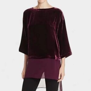 Eileen Fisher Velvet Tunic Top Women's Silk Blend 3/4 Sleeve EUC